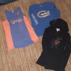 Gators Lot of 3 Tops~2 L/S Bling Tops & 1 Tank Top